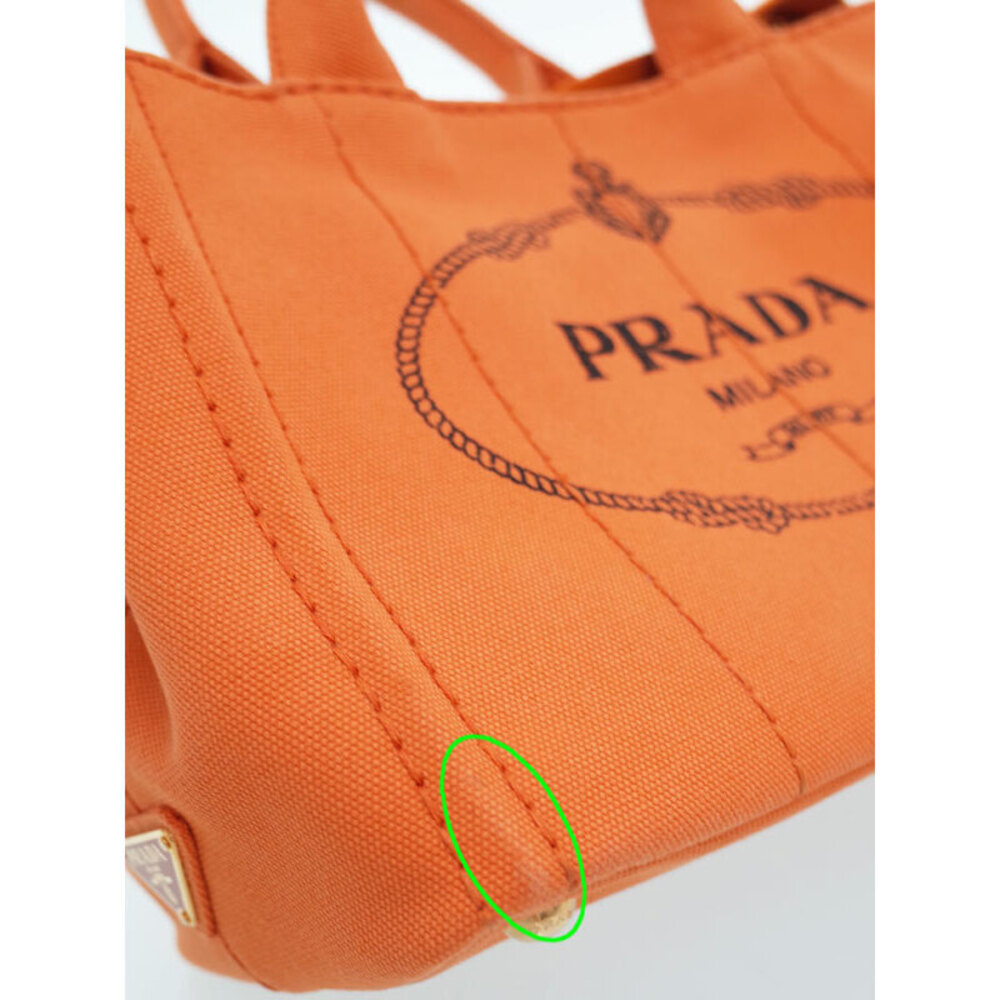 Prada Canapa 2way Tote Bag Canvas Orange - Picture 6 of 9
